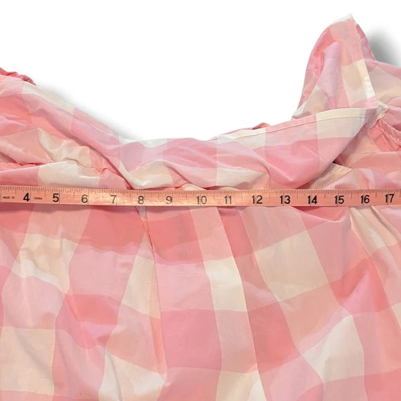 Lauren James Women's Riley Gingham Ruffle Top, Pink Cotton Candy. Size L - Picture 9 of 9